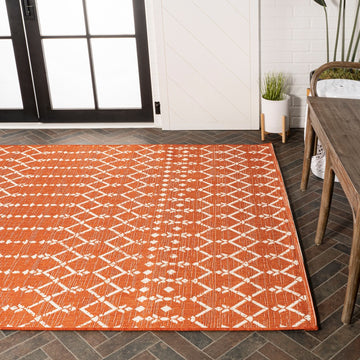Ourika Moroccan Geometric Textured Weave Indoor/outdoor Rug